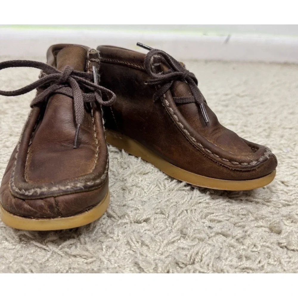Clarks Originals Kids Wallabee Leather Lace-Up Chukka‎ Boots Sz 10 Classic Brown